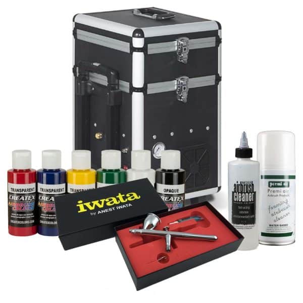 Iwata Textile Airbrush Kit with Maxx Jet compressor and storage unit